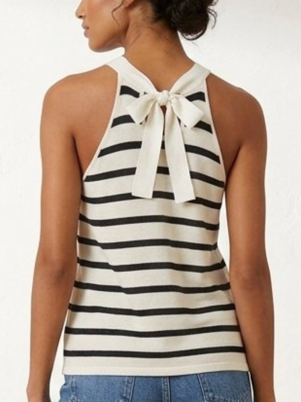 cotton by autumn cashmere Back Bow Tie Nautical‎ Tank Top Size S